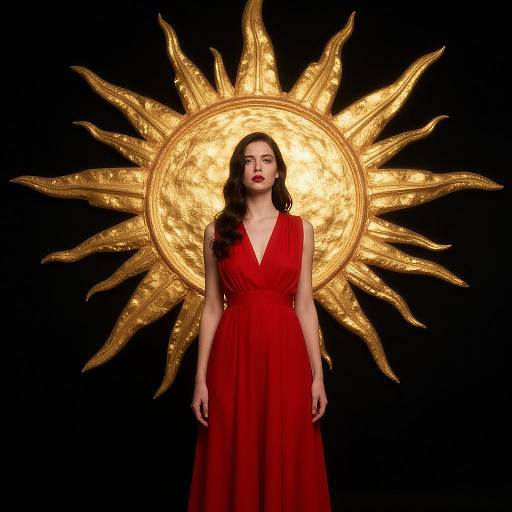 Woman in Red Dress by Golden Sun