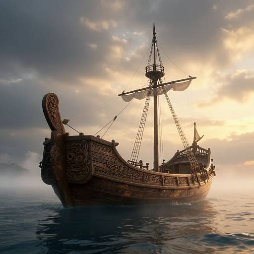 Mystical Dawn Voyage on Ancient Ship