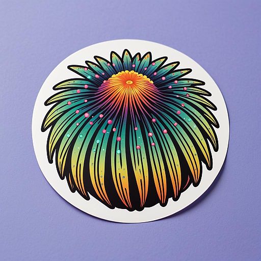 Whimsical Colorful Urchin Sticker Design Whimsical Colorful Urchin Sticker Design