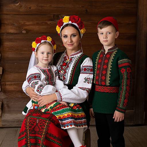Ukrainian Family in Traditional Christmas Attire