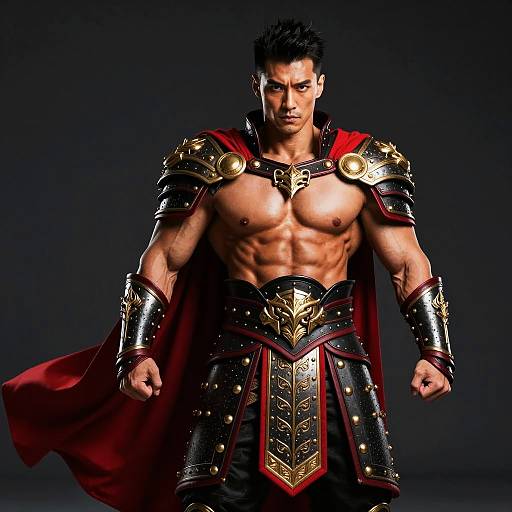 Muscular Man in Regal Warrior Armor
