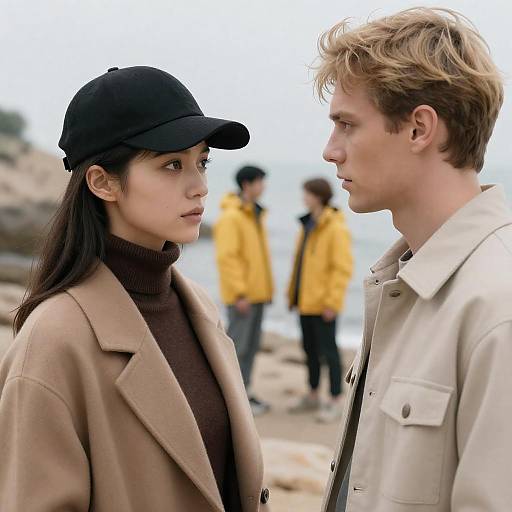 Intense Encounter on Rocky Shoreline