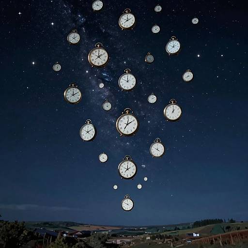 Surreal Floating Timepieces Landscape