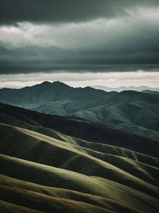 Cinematic Moody Landscape with Rolling Hills