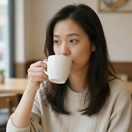 Woman Enjoying Afternoon Coffee
