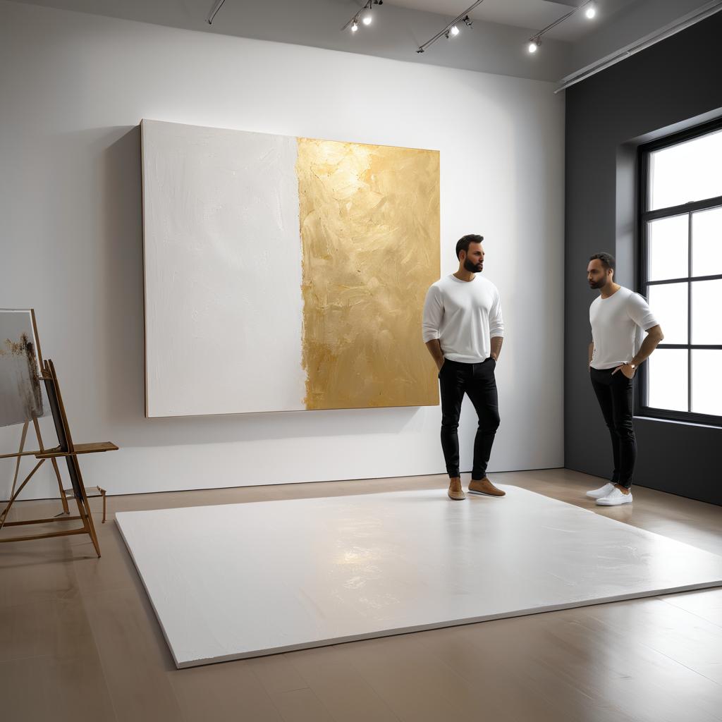 Minimalistic Abstract Studio with Gold Accents