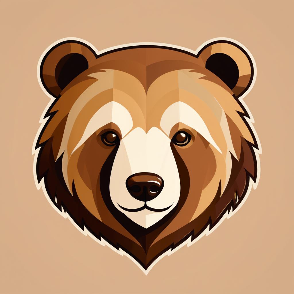 Stylized Bear Head in Earthy Tones