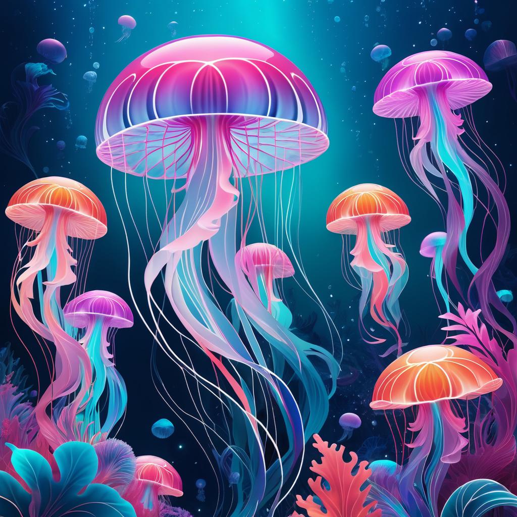 Surreal Jellyfish with Vibrant Aesthetics