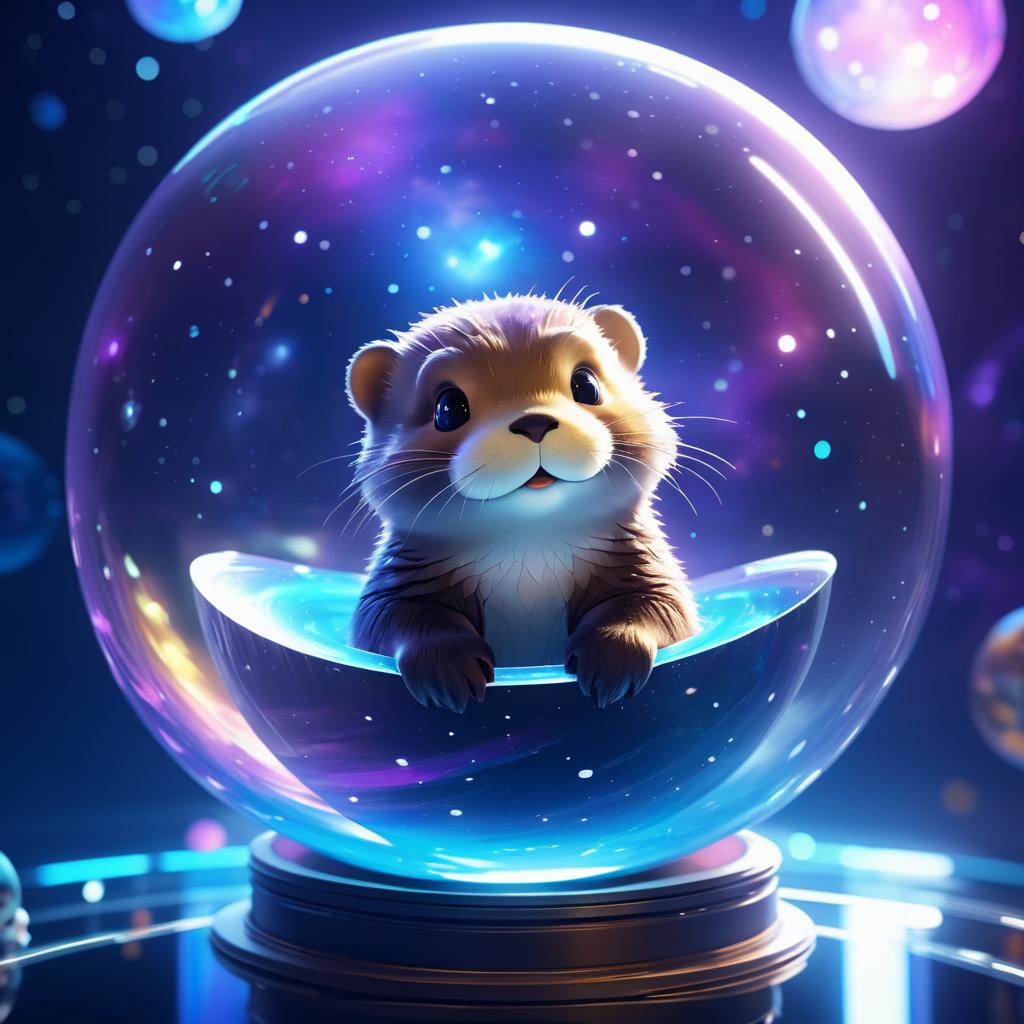 Cute Space Otter in a Glass Sphere