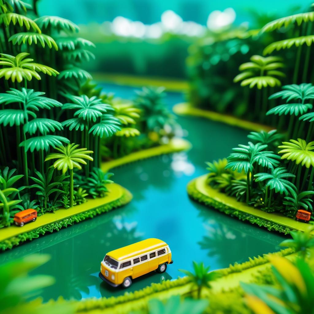 Miniature Volkswagen Bus in Rainforest