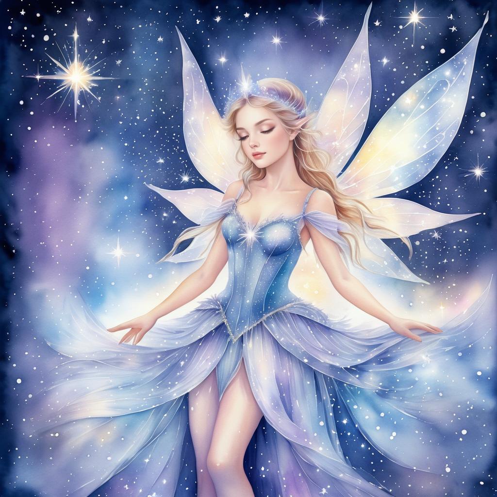 Ethereal Starlight Fairy Watercolor Art