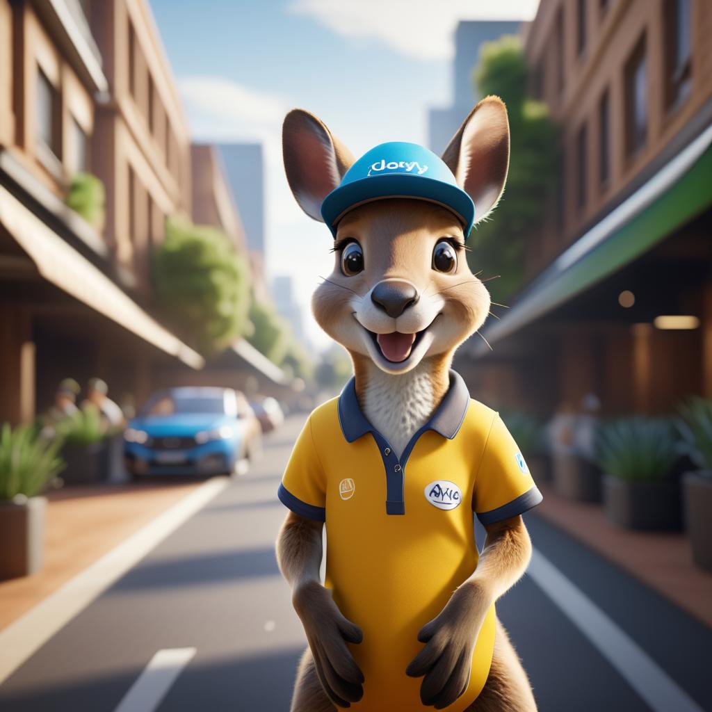 Happy Kangaroo in Urban Cinematic Style