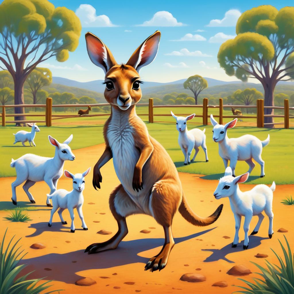 Whimsical Scene of a Kangaroo Joey