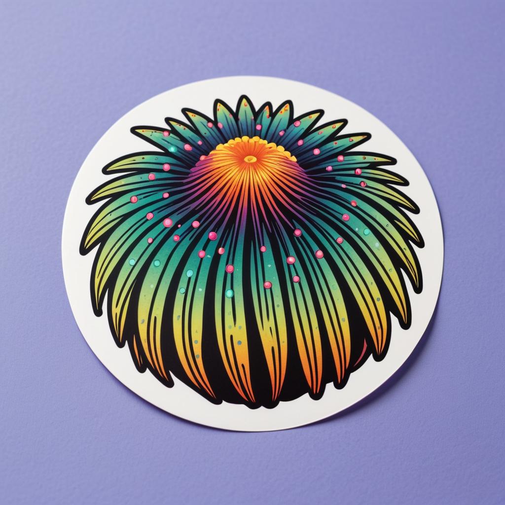 Whimsical Colorful Urchin Sticker Design