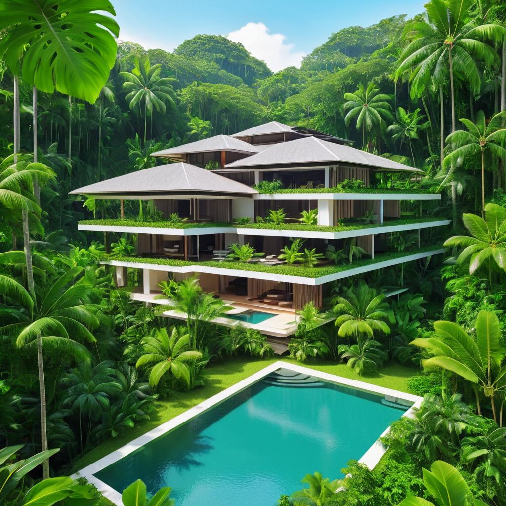 Tropical Jungle Mansion with Hip Roof