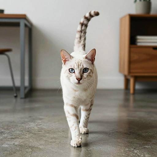 Elegant White Bengal Cat in Minimalist Studio