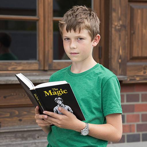 Boy Reading The Magic Book Outdoors