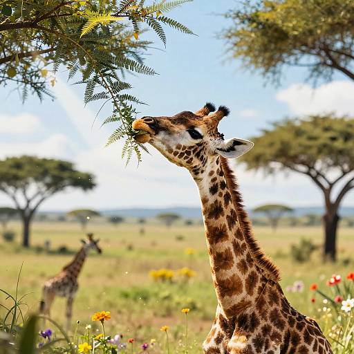 Curious Baby Giraffe in Sunlit Savanna