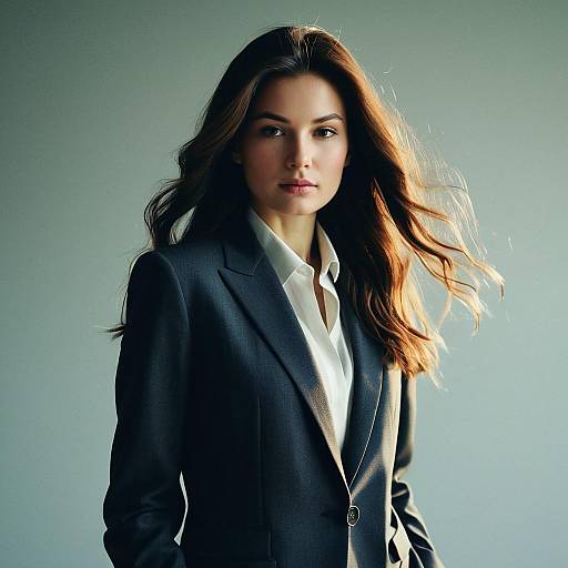 Flowing Hair, Elegant Suit at Dawn