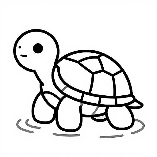 Cute Pixar-Style Black and White Turtle