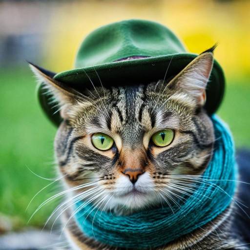 Photorealistic Cat in Fashionable Scarf