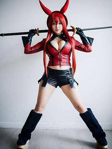 Woman Cosplaying Yoko Littner with Sword