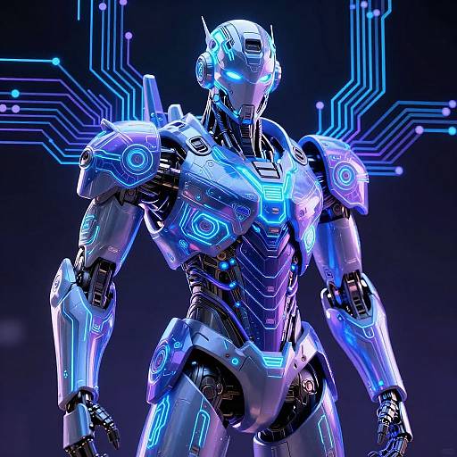 Futuristic Neon Circuit Robot Illustration
