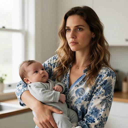 Candid Moment: Mother and Baby in Kitchen