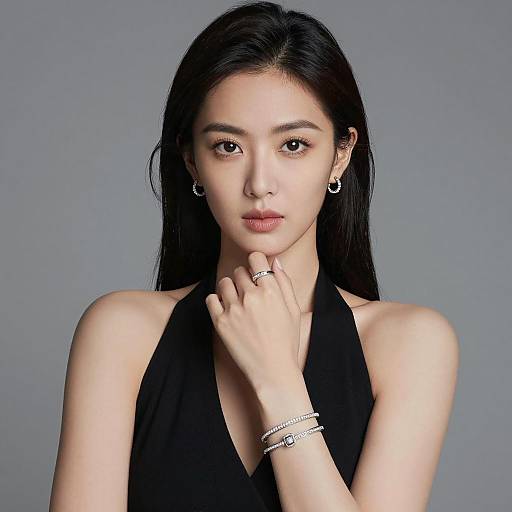 Stylish Asian Woman Portrait in Gray