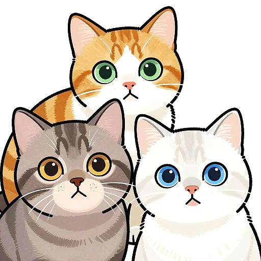 Playful Cartoon Kittens Trio