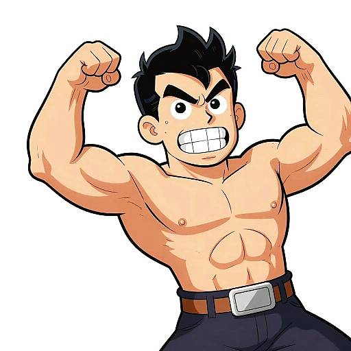 Muscular Cartoon Hero in Action