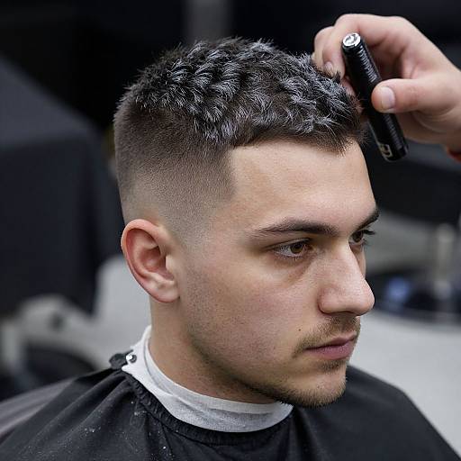 Frosted Tips Haircut in Stylish Barbershop