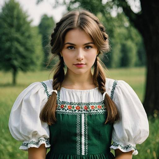 Young Woman in Traditional Polish Folk Dress