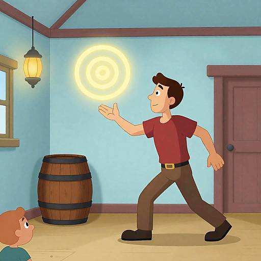 Magical Man in Colorful Interior Scene