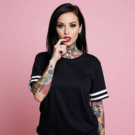 Tattooed Woman with Confident Pose