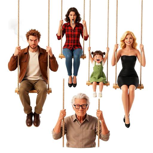 Dynamic Swinging Group Illustration