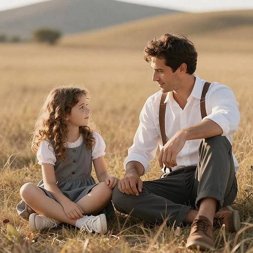 Heartwarming Moment in a Sunlit Field