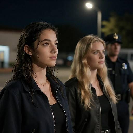 Nighttime Scene with Two Women and Man