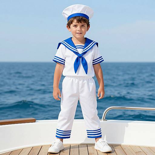 Sailor Costume Boy on Boat