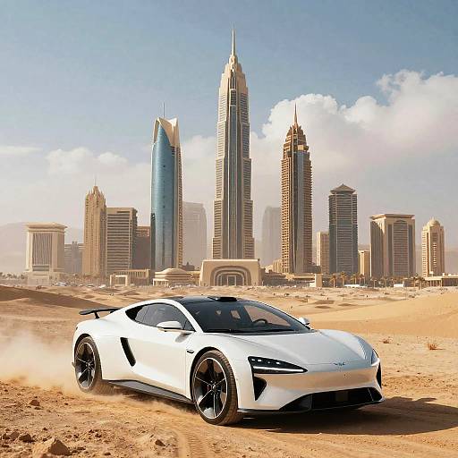 Majestic Futuristic Electro Car in Desert City
