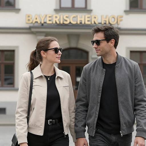 Stylish Couple Holding Hands at Bayerischer Hof