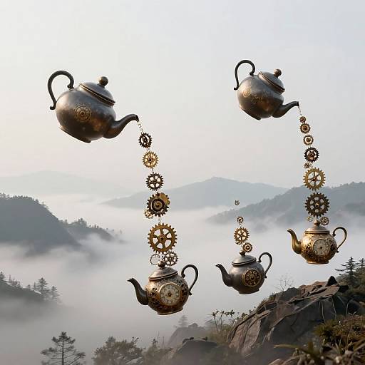 Surreal Floating Teapots and Gears