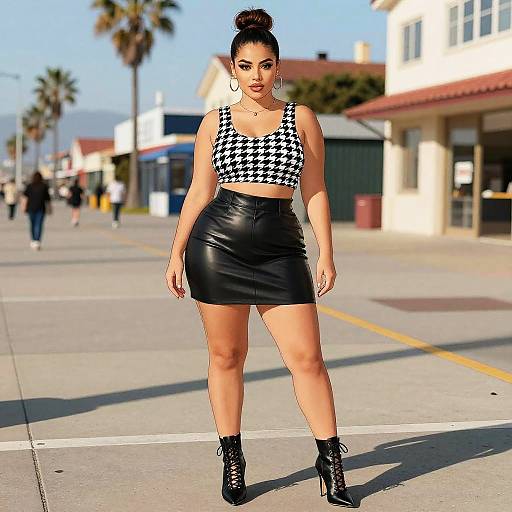 Curvy Woman in Vibrant Street Style