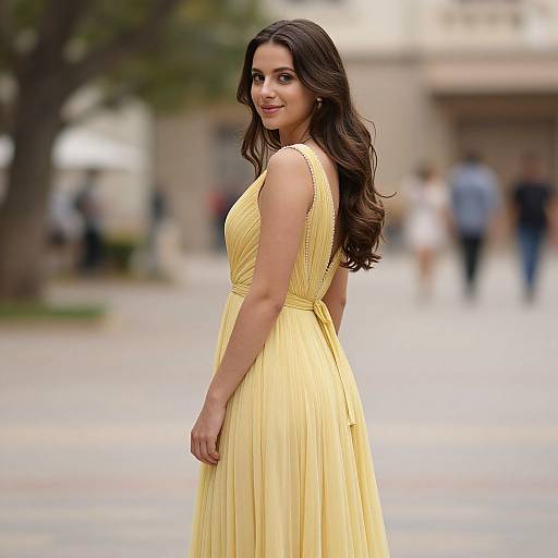 Elegant Gold Dress Outdoor Portrait