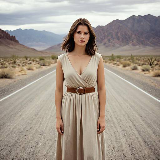 Serene Young Woman in Desert Robe