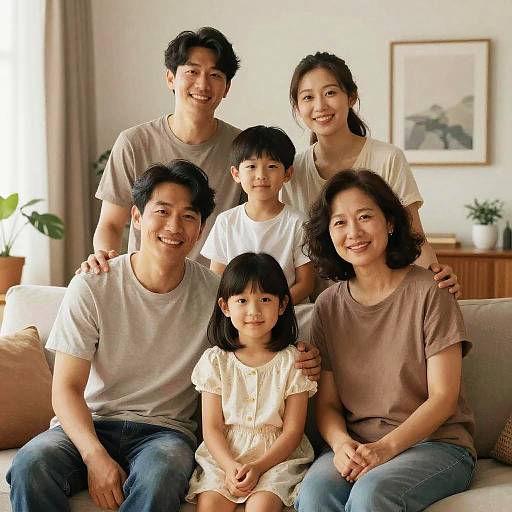 Warm AI Family Portrait in Cozy Room