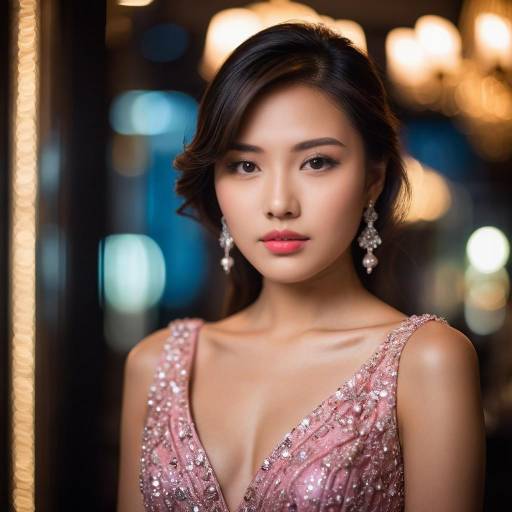 Captivating Femme Fatale in Elegant Gown