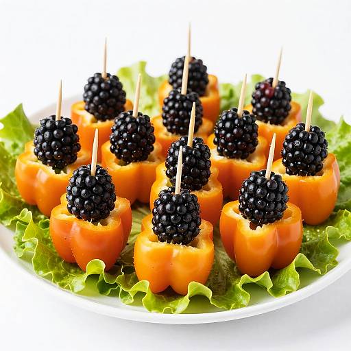 Colorful Bell Pepper Cups with Blackberries
