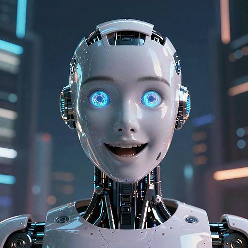 Futuristic Robot Facial Expression Shift