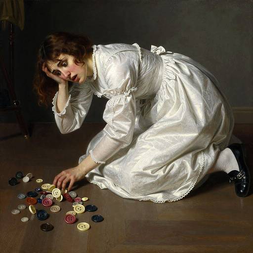 Anxious Seamstress Drops Buttons